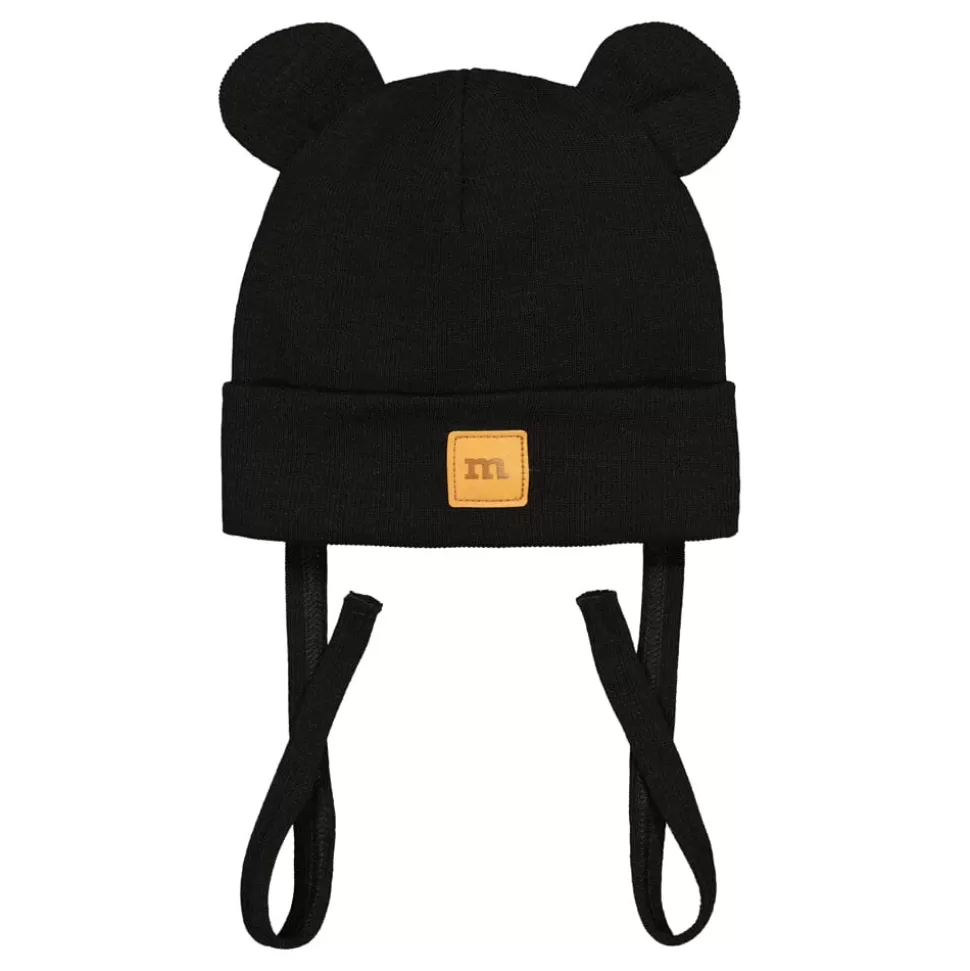 Sale Metsola Merino Rib Bear Baby Beanie -Pipo | Black