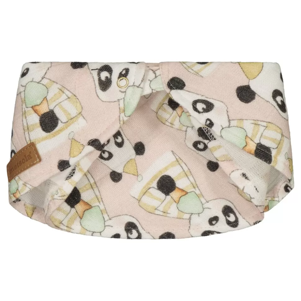 New Metsola Party Panda Muslin Baby Bib, Peach Sorbet