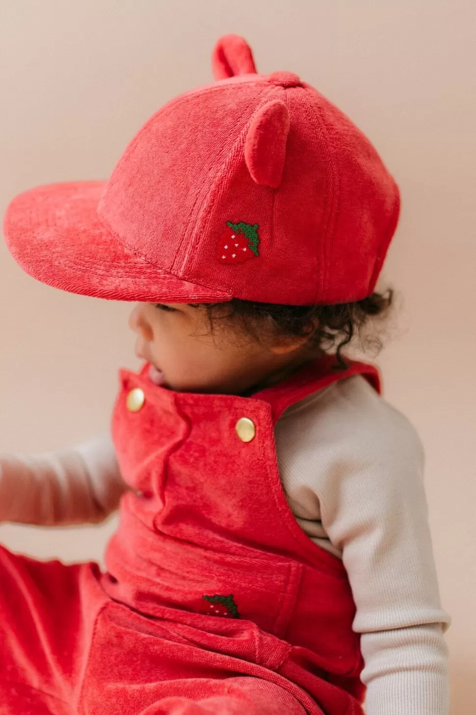 Shop Metsola Terry Cap With Ears, Cherry